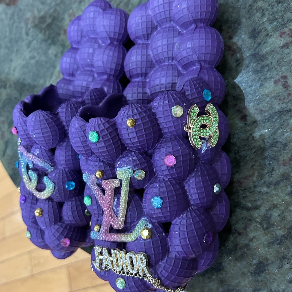 Purple Bubble Slides with Decorative Charms - Picture 5 of 7